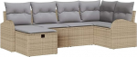 6-teiliges Garten Sofa Set mit Kissen Beige Poly Rattan, 2-Sitzer Garten Sofa mit Stauraum & Kissen Beige Poly Rattan Gartenlounge Model3360411