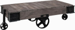 MASSIVMOEBEL24.DE Raudtee kohvilaud mangopuidust #260 - Hall lakitud | ratastega | 120 x 60 x 43 cm | Massiivpuidust laud telerilaud K&otilde;rvallaud