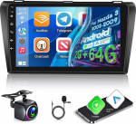 2G + 64G Androidi autoraadio Mazda 3 2003-2009 juhtmevaba Carplay & Android Car, 9-tolline puuteekraaniga autoraadio WiFi, GPS-navigatsioon, Bluetooth, FM RDSiga