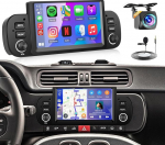 Hikity 2G 64G traadita Carplay autoraadio navigeerimine Fiat Panda 2013-2020 Android 13 6.2-tollise puuteekraaniga autoraadio stereo koos Bluetooth WiFi FM RDS peegel Link Android auto mikrofoniga tagurduskaamera