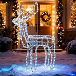 LEDYA Standing Reindeer Christmas Decoration - 89cm Cool White LED Reindeer Figurine Freestanding Indoor Outdoor koos vastupidava metallist raamiga
