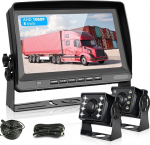 Hodozzy auto tagurduskaamera 8-tollise LCD monitoriga, AHD 1080P 2 x kaamerad, IP69 veekindel, super &ouml;&ouml;n&auml;gemine, tagurduskaamera kaabel 12V-24V autojuhtimisele / veoautole / haagisele / bussile / kaubikutele, 15 m + 5 m