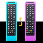 2 Pack Samsung TV Remote Case Cover for Samsung Remote Control for Smart TV, Universal Replacement Silicone Case with Lanyard Glow in the Dark Blue and Purple