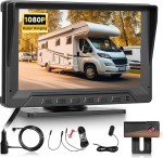 Hodozzy tagurduskaamera koos radari komplektiga, 1080P 7-tolline HD-ekraan v&auml;rvilise &ouml;&ouml;n&auml;gemisega, veekindel kaabelauto kaamera koos tagurdusjoonega, laia nurga tagurdusradari auto 12 V, matkaauto parkimine