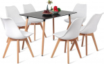 H.J WeDoo Dining Room Set with Dining Table and 6 Dining Chairs, Rectangular Dining Table 110 cm with 6 Dining Room Chairs, Suitable for Dining Room, Kitchen, Living Room