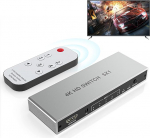 4K HDMI Switch 5 in 1 v&auml;ljund, 4K@60Hz HDMI Splitter koos kaugjuhtimispuldiga, 5 port HDMI Switch Selector toetab 3D HDR CEC HDCP2.2, &uuml;hildub PS 5/4/3, Xbox Switch, Roku TV, Fire Stickiga