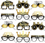 KatchOn, Happy New Year Glasses 2024 - Pack of 12 | Happy New Years Eve Glasses for Happy New Years Decorations 2024 | Happy New Years Eye Glasses, New Year's Eve Party Supplies 2024 | NYE Decorations