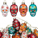 12 tk surnute p&auml;eva klaasist rippuvad kaunistused - Diameter de Los Muertos Sugar Skull Ornaments - Halloween Hanging Skeleton Head for Party Halloween Christmas Tree Decorations (12 tk Jars).