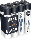 ANSMANN Micro AAA aku 1.2V t&uuml;&uuml;p 1100mAh - NiMH laetav aku AAA suure energiatarbimisega seadmetele - ideaalne DECT telefonile telefonile kaamerale MP3 p&auml;ikeselambile LED taskulambile ja pealambile - 8 tk.