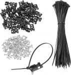 hankekaart 120 St&uuml;ck 2,4 cm Kabelbinder-Sattelhalterungen, Basis mit 20,3 cm Kabelbindern und M4-Blechschrauben, Draht-Organizer-Halterklemmen-Set, Schwarz