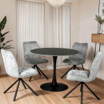 WEBER INDUSTRIES ISA Round Stone Dining Table 4/5 Seater Diameter 100 cm Black