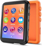 64GB MP3 m&auml;ngija Bluetooth 5.3, QNGEE 2.4-tolline t&auml;is puuteekraaniga muusika MP3 lastele, FM-raadio, h&auml;&auml;le salvestamine, Hi-Fi heli, e-raamat, sisaldab k&otilde;rvaklappe oranži v&auml;rvi