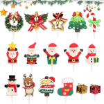 Ericrise Pack of 16 Christmas Cake Toppers, Cupcake Toppers, j&otilde;ulukoogi kaunistused, j&otilde;ulup&auml;rg, j&otilde;uluvana, lumememm, p&otilde;hjap&otilde;der, j&otilde;ulupuu tordi kaunistused j&otilde;ulupidu dekoratsiooniks.