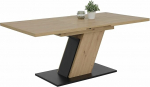 Hela Tische, Jeanette Column Dining Table, Wood Material, Artisan Oak Decor, Black Base Plate, Synchronous Extension 140-180 x 90 cm