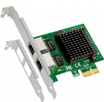 GLOTRENDS LE8202 2-Port PCIe Network Card for Desktop PCs, 1000/100/10 Mbps Gigabit Ethernet RJ45 LAN Port, PCIE X1 Interface, Normal and Low Profile Bracket