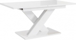 MEBLINI Extendable Dining Table, Modern Dining Room Table, Kitchen Table, Column Table, Extendable Table, Dining Table, Dining Room Tables, 140-180 x 80 x 75 cm, Bronx, High Gloss White