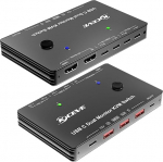 KVM Switch 2 Monitors 2 PC USB C, Dual Monitor USB Type C KVM Switch Supports 4K@60Hz for 2 Computers Share Keyboard, Mouse and Monitor