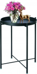 titivate Round Side Table with Tray, Metal Side Table for Living Room Bedside Table Modern Furniture (Black(Single Tier))