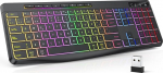 TECURS traadita m&auml;nguklaviatuur Vaikne Hispaania klaviatuur Ergonoomiline veekindel 2.4GHz LED valgustatud klaviatuur PC/arvuti/Mac/Windows multimeedia klahvidega