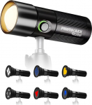 Rollei Photoolex GOBO Light, LED taskulamp fotograafia 4 v&auml;rvilise t&auml;itevalgustuse ja 19 GOBO lisaseadmega, videovalgus sisseehitatud aku 8400 mAh ja hajutiga, taskulamp fotograafia videovalgus RGB