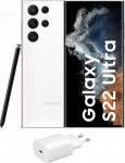 Samsung Galaxy S22 Ultra 5G + laadija 128GB Android nutitelefon Phantom White (Hispaania versioon)