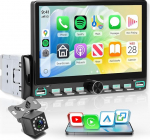 Rimoody Autoradio 1 DIN traadita Carplay Android Auto You-Tube IOS / Android Mirror Link Bluetooth 5.2, 7-tolline puuteekraaniga raadio Single DIN koos FM-raadio USB/EQ / AUX roolijuhtimispuldiga tagurdamine