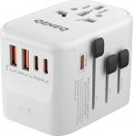 Maailma reisimisadapter, reisipistik GaN 65W USB C rahvusvaheline pistikupesa, 5 PD QC USB A kiirlaadimispesa, universaalne pistik &uuml;lemaailmselt EL, USA, UK, 200+ riigist (valge)