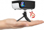 HOPVISION Mini projektor, 7500L projektor Full HD 1080P toetusega, kaasaskantav kodukino k&auml;mpingute v&auml;ljas 4K projektor koos zoomiga, &uuml;hildub mobiiltelefoni/tahvel/HDMI/TV Stick/USB (statiiviga kaasas)