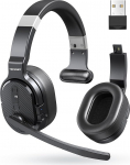 TECKNET Bluetooth-peakomplektid mikrofoniga, m&uuml;rasummutusega &uuml;he ja kahe k&otilde;rvaklapiga juhtmevabad USB-dongliga, 3 EQ-muusikarežiimi, traadita PC-k&otilde;rvaklapid kontorisse, koju, zoomi, Microsoft Teams'i jaoks