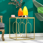 MOCOME Side Table with Tempered Glass Top, Gold Metal Frame, Side Table, Square Accent Bedside Table for Living Room, Dorm and Bedroom
