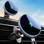 MOKPR jaoks Magsafe Car Mount koos laadimisfunktsiooniga, 15 W koos MagSafe Car Mount laadija mobiiltelefoni hoidja auto laadimisfunktsiooniga ventilatsioon / armatuurlaud iPhone 17/16/15/14/13/12 (lilla) (Lilla)