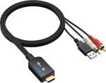 eSynic eARC/ARC to CINCH audioadapteri kaabel HDMI audio ekstraktor analoog stereosageduseni L/R 192 kHz PCM CEC helitugevuse reguleerimine TV puldiga telerile ainult PCM Stereo aktiivk&otilde;larile ja v&otilde;imendile