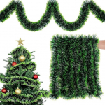 18 m roheline j&otilde;ulugirlande, Tinsel Garland, trepigirlande, plastist, garland j&otilde;ulud kunstlik kuusepuu garland kaunistus j&otilde;uludeks j&otilde;ulukaunistus, uksep&auml;rg, aknalaud