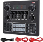 V9 Bluetooth Sound Card, Stereo Audio Mixer, External Sound Mixer, Universal Broadcast Voice Changer, Frosted Sound Card for Computer Games, Mobile Phones, Live Broadcast