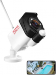 Tonton 2K WLAN Outdoor Surveillance Camera, 2.4 GHz WiFi Camera Outdoor, PIR Motion Detection, 30 m Colour Night Vision, Cloud/SD Storage, Two-Way Audio, APP/PC Quick Access, 3M Power Supply