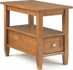 SIMPLIHOME Warm Shaker Side Table Solid Wood Rectangle 14 Inch Wide Narrow for Living Room Bedroom Light Golden Brown