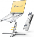 FoldWise X Laptop Stand for Desk - Alumiiniumist 360&deg; p&ouml;&ouml;rlev kokkupandav kokkupandav k&otilde;rgus ja nurk reguleeritav - tugev ja kaasaskantav s&uuml;learvuti t&otilde;usja, MacBook Stand ja arvuti hoidja 11-18 tollile