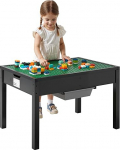 VEVOR laste laud 810 x 553 x 502 mm, puidust tegevuslaud, kahepoolne ehitusplokkide lauaplaat, mitmeotstarbeline m&auml;ngulaud koos 2 hoiukonteineriga, kingitus lastele alates 3. eluaastast, musta v&auml;rvi.