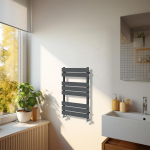 NRG kaasaegne soojendusega vannitoa radiaator 800 x 450mm lameekraaniga antratsiit elutoa k&ouml;&ouml;ki