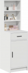 vidaXL Highboard sahtlitega, valge, 40 x 40,5 x 135 cm, puitmaterjal, kaasaegne ristk&uuml;likukujuline k&otilde;rge kapp, vastupidav hoiuruum, stiilne kapp, praktiline k&uuml;ljepaneel, kaasaegne tellimus
