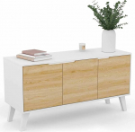 IDMarket - Skandinaavia madallaud 113 cm Finn White 3 uksega p&ouml;&ouml;ki puitlookis