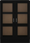Kshzmoto Glass Cabinet Sideboard Display Cabinet Glass Door Cabinet Unit 82.5 x 30.5 x 115 cm Black