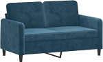 vidaXL diivan 2-kohaline, Lounge diivan diivan koos k&auml;etugede seljapatjadega, elutoa diivan disain diivan metallist raamiga, istumis m&ouml;&ouml;bel kahe istekohaga, sinine sametist