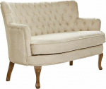 Loberon diivan Calgary Soft Boucle Cover Klassikaline Chesterfield disain Stiilne Vintage Look Nostalgiline v&auml;limus Diivan istumine M&ouml;&ouml;bel Tuhk Pol&uuml;ester Beige
