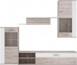 FORTE Hot Shot seinakapp 2 klaasukse ja 1 klapiga koos LED-valgustusega, puitmaterjal, liivatammepuidust dekoor kombineeritud valge v&auml;rviga, 213 x 41,3 x 184 cm.