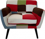 LIBEROSHOPPING.eu - LA TUA CASA IN UN CLIK Diivan tugitool pouf patchwork kangast, polsterdatud t&auml;ispuidust jalad (1 koht)