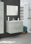 Dmora - Inglewood Vanity Unit Cabinet rippuv vannitoakapp garderoobikapp 2 sahtliga ja peegliga, 80 x 45 x 57 cm, tsementist