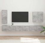 TV Schrank,Wandmontiert 6 pcs Beton Grau,TV Board H&auml;ngend Schrank Fernsehschrank TV Bank Wohnzimmer M&ouml;bel Modern Wandschrank f&uuml;r Wohnzimmer Schlafzimmer