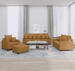 4-TLG. Sofagarnitur mit Kissen Braun Samt, Elegantes Sofagarnitur in samtigem Braun, Bequeme 4-teilige Garnitur, Samt Sofa 4-TLG.