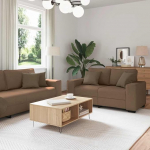 Generisch 3-teiliges Sofa-Set mit Kissen, brauner Stoff,M?Bel,Diivanid,3324653
